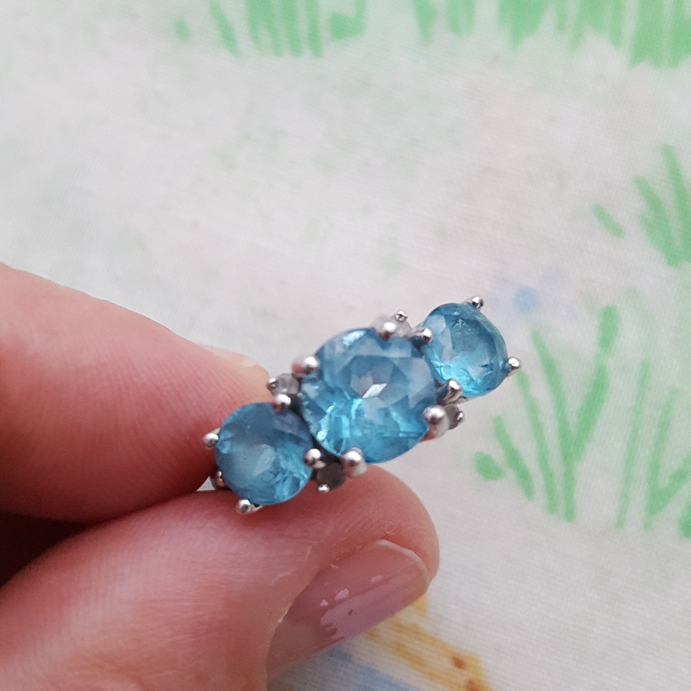 Vintage EMA Aquamarine Sterling Silver Ring